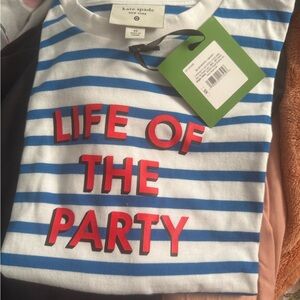 Truly Rare Sold Out Kate Spade ♠️ Target 🎯 Striped T-Shirt XS with Red Text